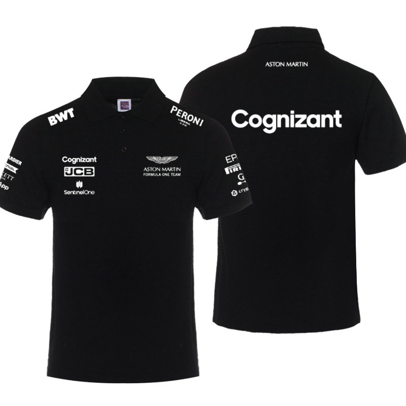 Polo Aston Martin Cognizant F1 Homme Manche Courte Coton Col Boutonné Regular Fit